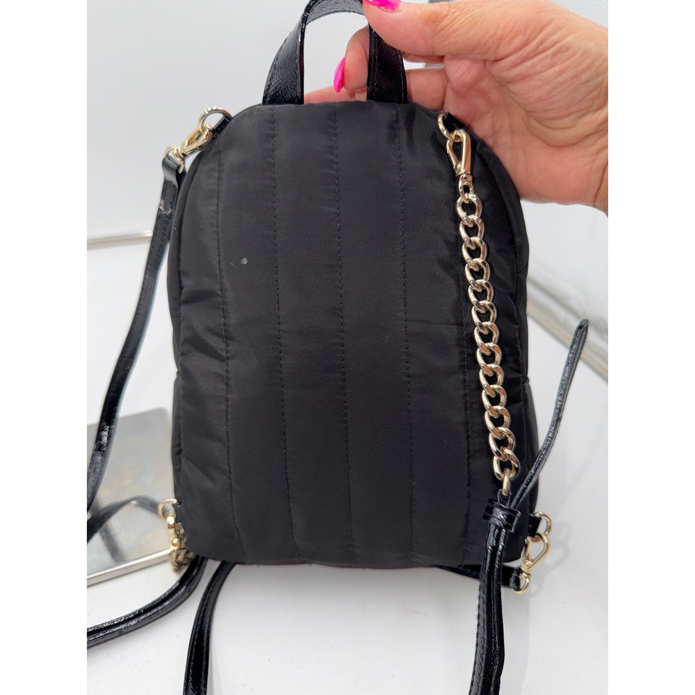 Victoria's Secret Mini Backpack Black Nylon Sequin Angel WingsXO Lips Heart Logo - Picture 4 of 11